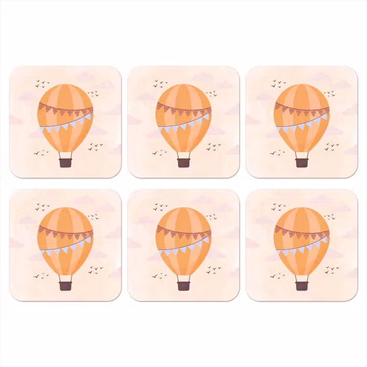 Onderzetter - Luchtballon - Slingers - Avontuur - Illustratie - Oranje — 1