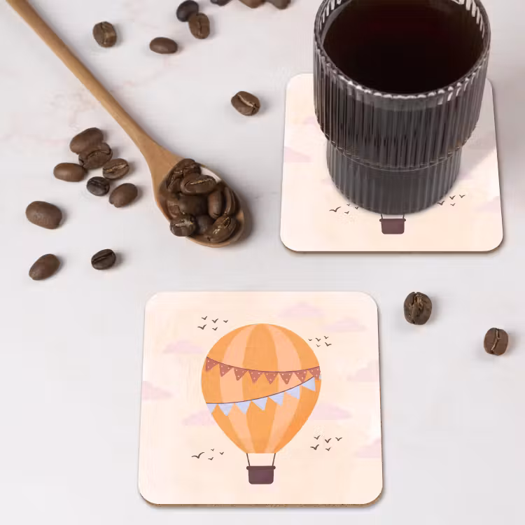 Onderzetter - Luchtballon - Slingers - Avontuur - Illustratie - Oranje — 4