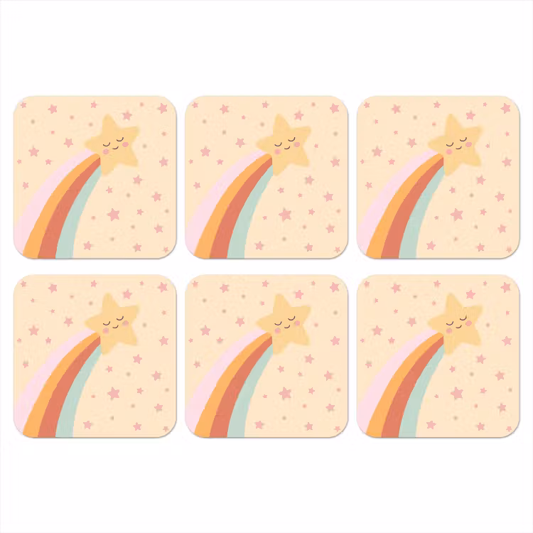 Onderzetter - Ster - Regenboog - Nacht - Illustratie - Pastel — 1