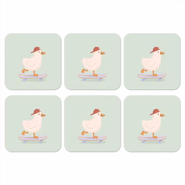 Onderzetter - Vogel - Skateboard - Dieren - Cartoon - Speels — 1