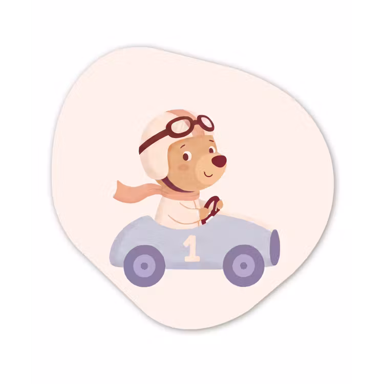 Organisch schilderij forex - Beer - Auto - Kinderkamer - Cartoon - Speels — 1
