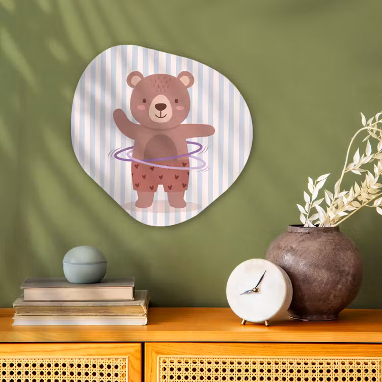 Organisch schilderij forex - Beer - Hoepel - Kinderkamer - Illustratie - Bruin — 2