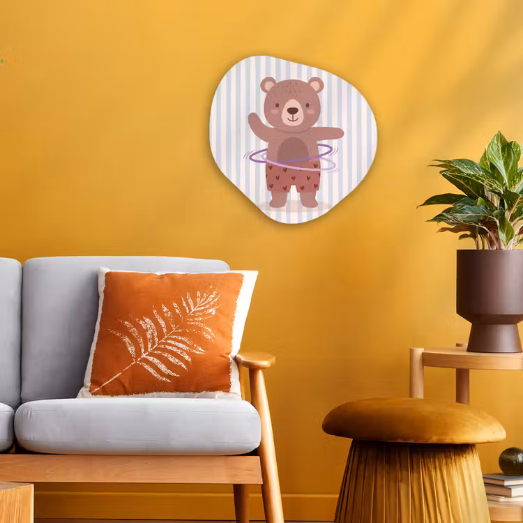 Organisch schilderij forex - Beer - Hoepel - Kinderkamer - Illustratie - Bruin — 3
