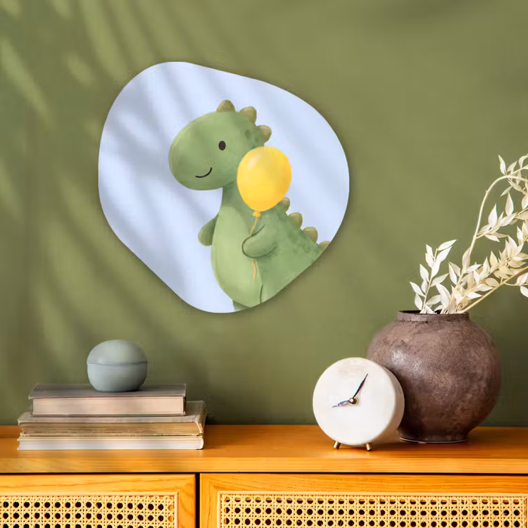 Organisch schilderij forex - Dinosaurus - Ballon - Kinderkamer - Illustratie - Groen — 2