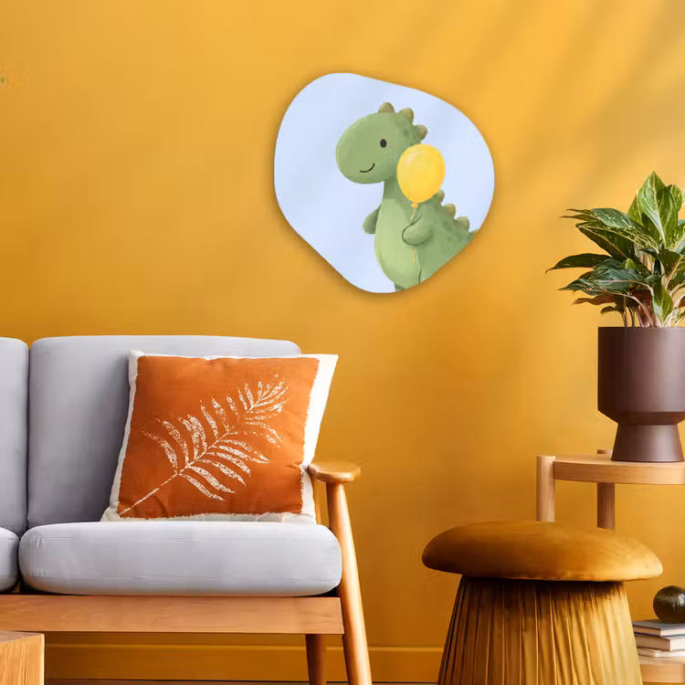 Organisch schilderij forex - Dinosaurus - Ballon - Kinderkamer - Illustratie - Groen — 3