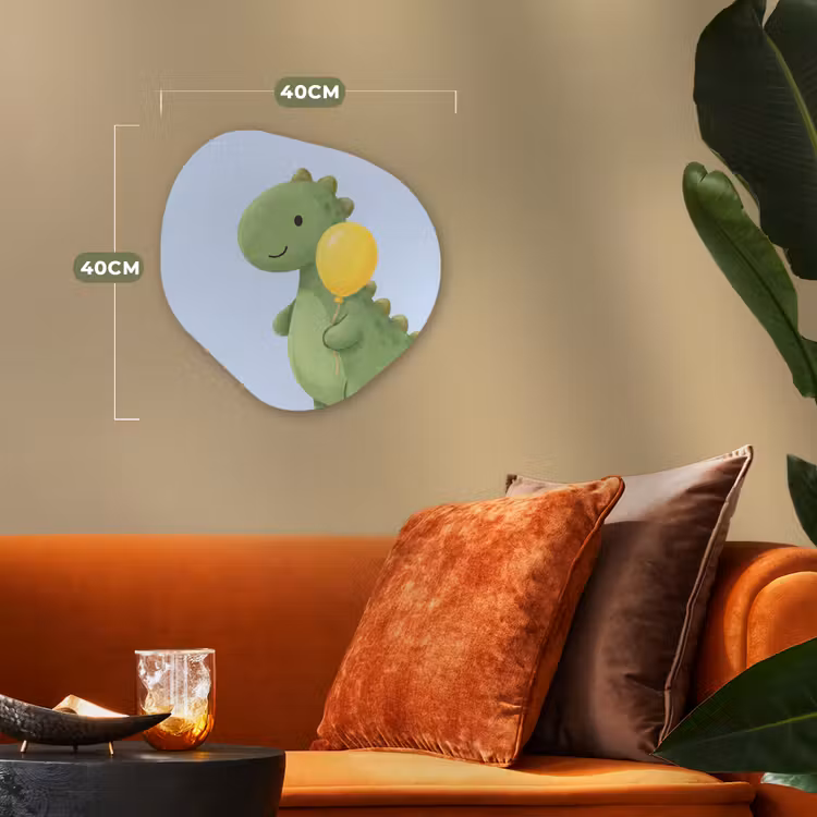 Organisch schilderij forex - Dinosaurus - Ballon - Kinderkamer - Illustratie - Groen — 4