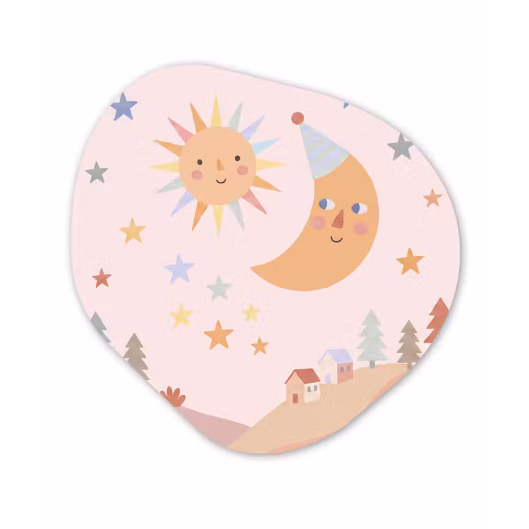 Organisch schilderij forex - Zon - Maan - Sterren - Kinderkamer - Pastel — 1