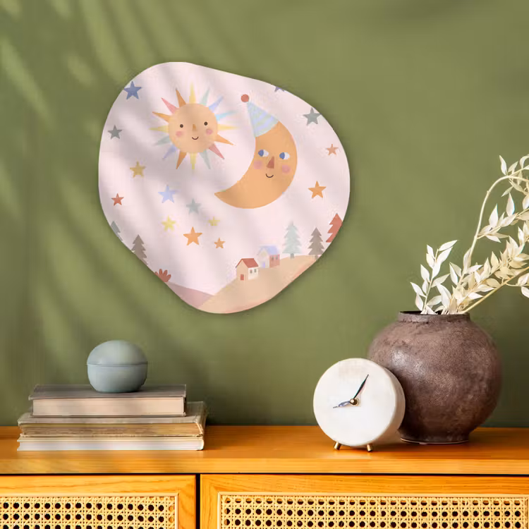 Organisch schilderij forex - Zon - Maan - Sterren - Kinderkamer - Pastel — 2