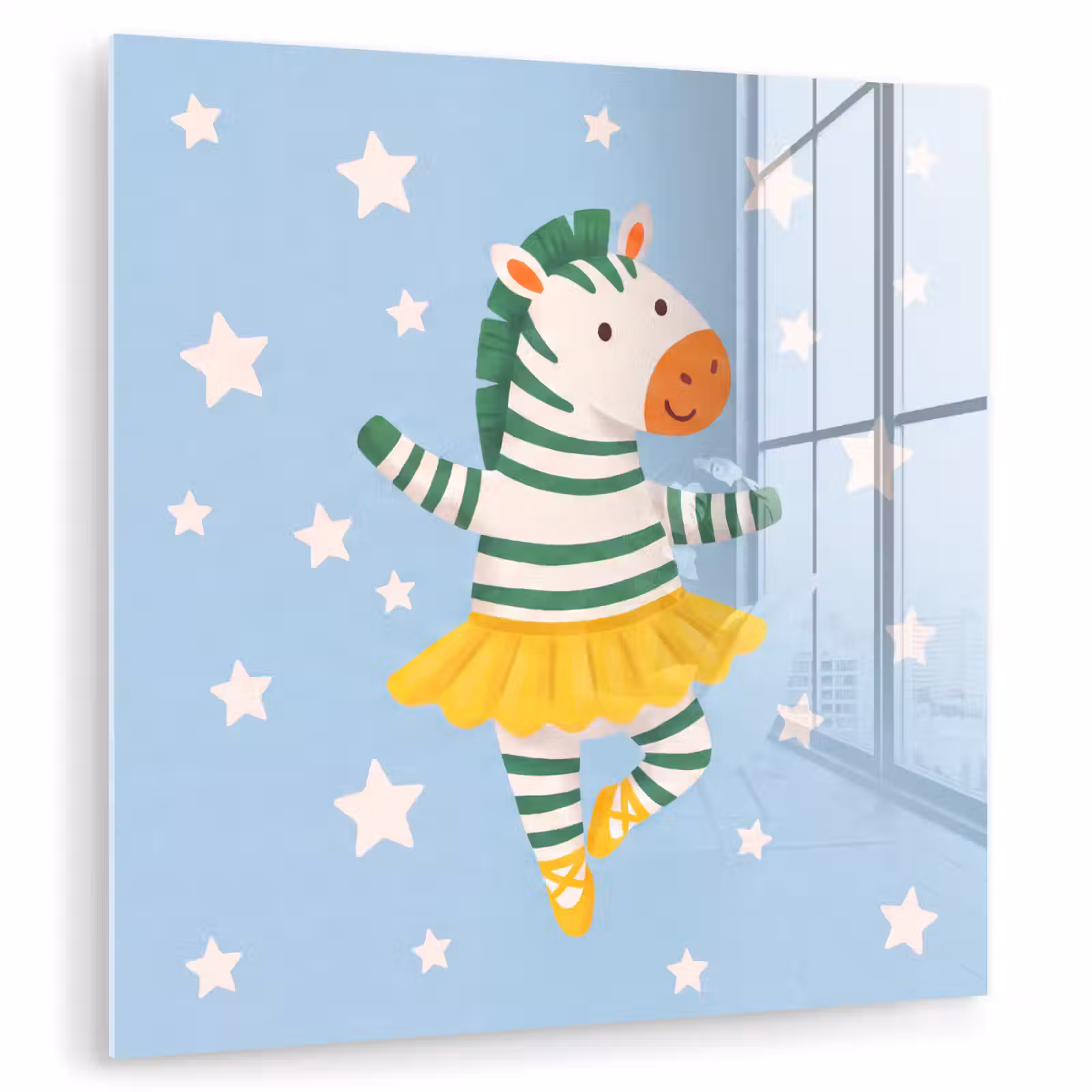 Glas schilderij - Dieren - Dans - Illustratie - Kinderkamer - Sterren — 1
