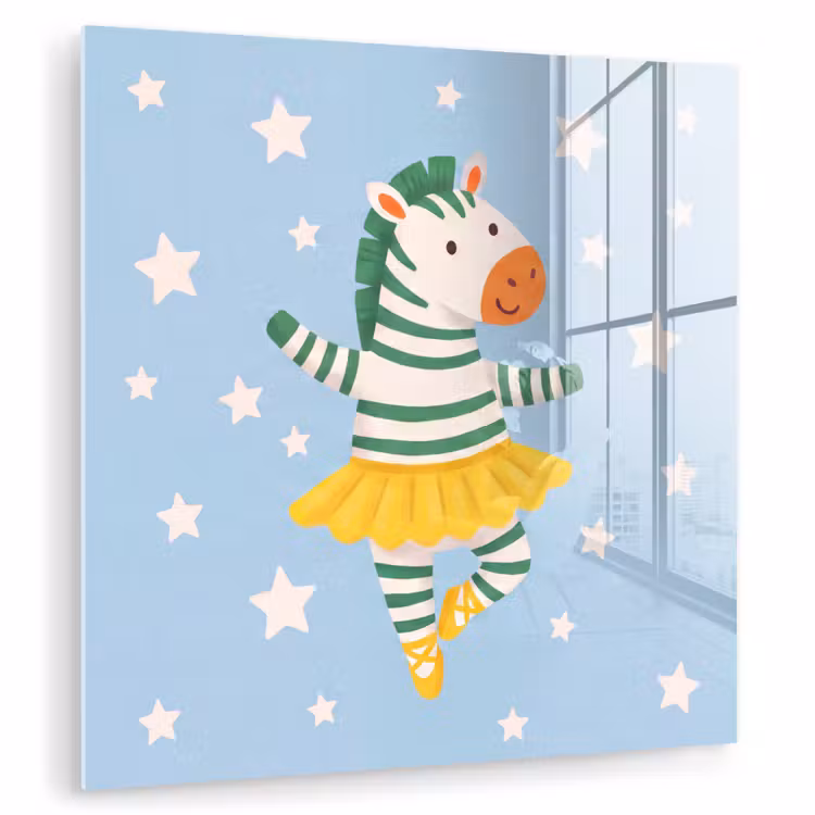 Glas schilderij - Dieren - Dans - Illustratie - Kinderkamer - Sterren — 1