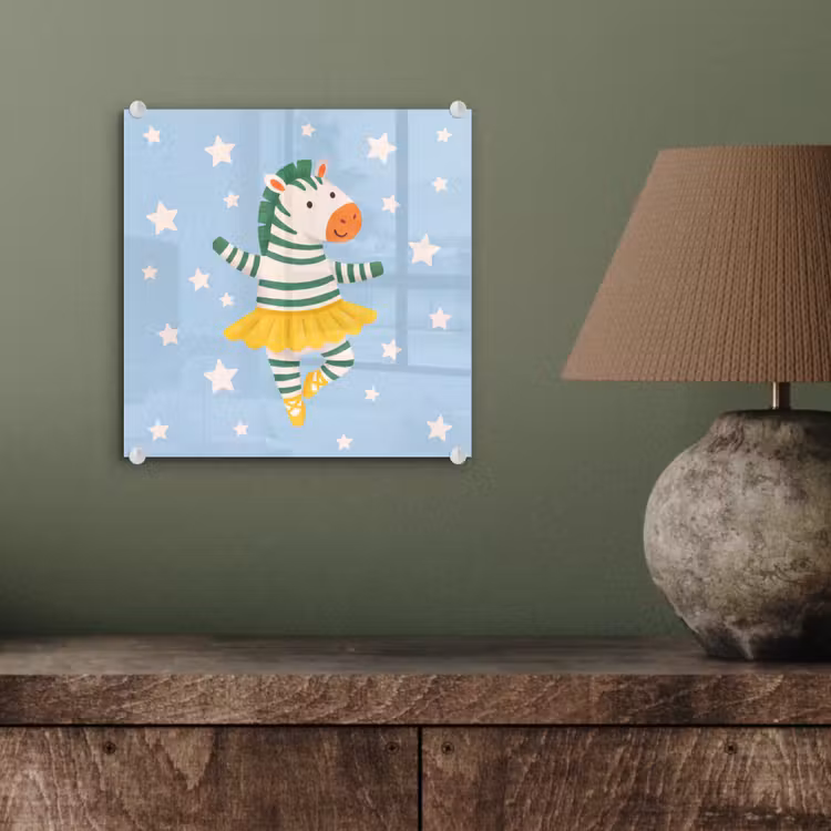 Glas schilderij - Dieren - Dans - Illustratie - Kinderkamer - Sterren — 4