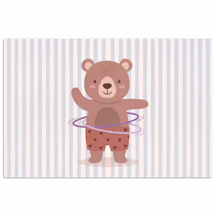 Poster - Beer - Hoepel - Kinderkamer - Illustratie - Bruin — 1