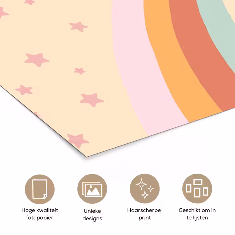 Poster - Ster - Regenboog - Nacht - Illustratie - Pastel — 5