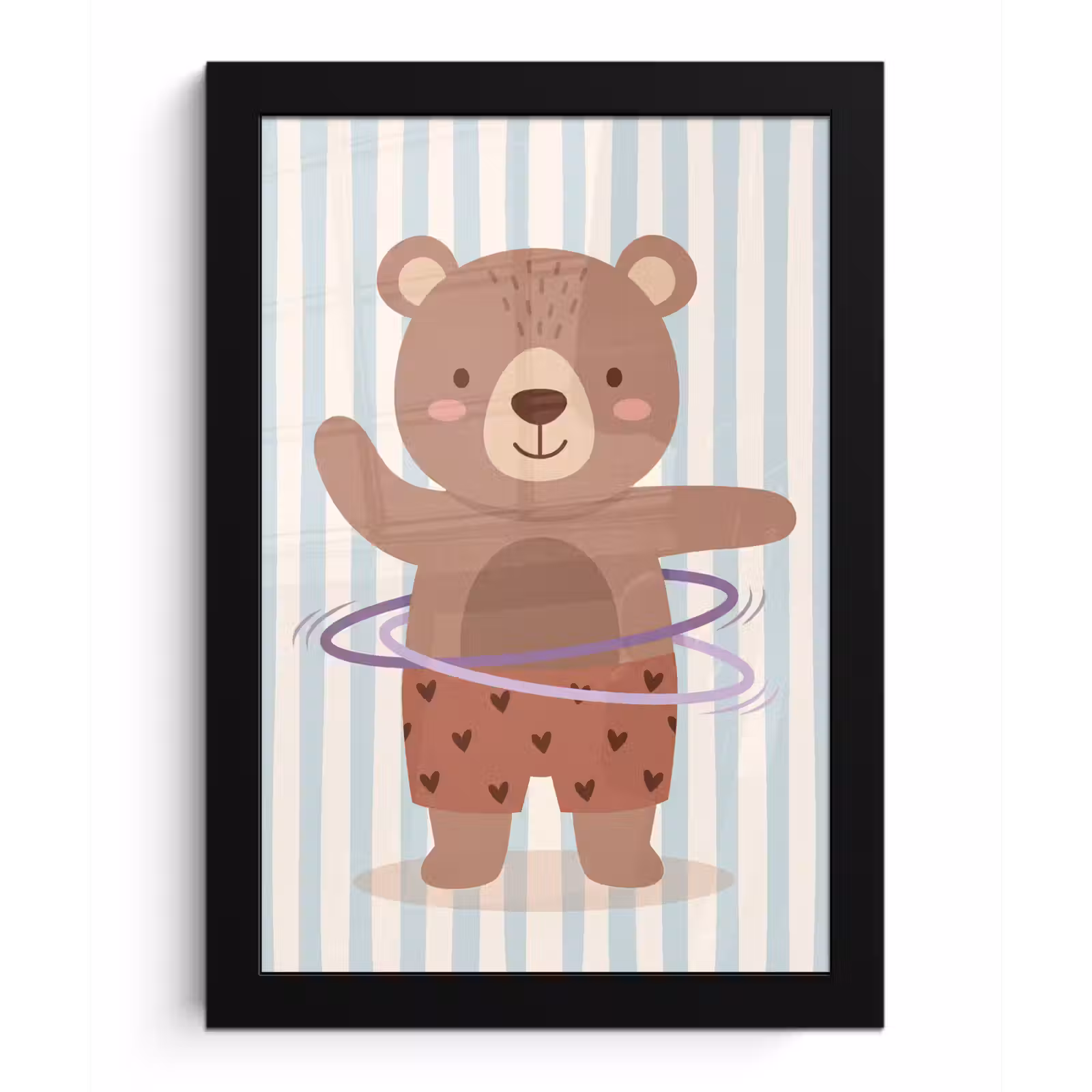 Poster met lijst - Beer - Hoepel - Kinderkamer - Illustratie - Bruin — 1