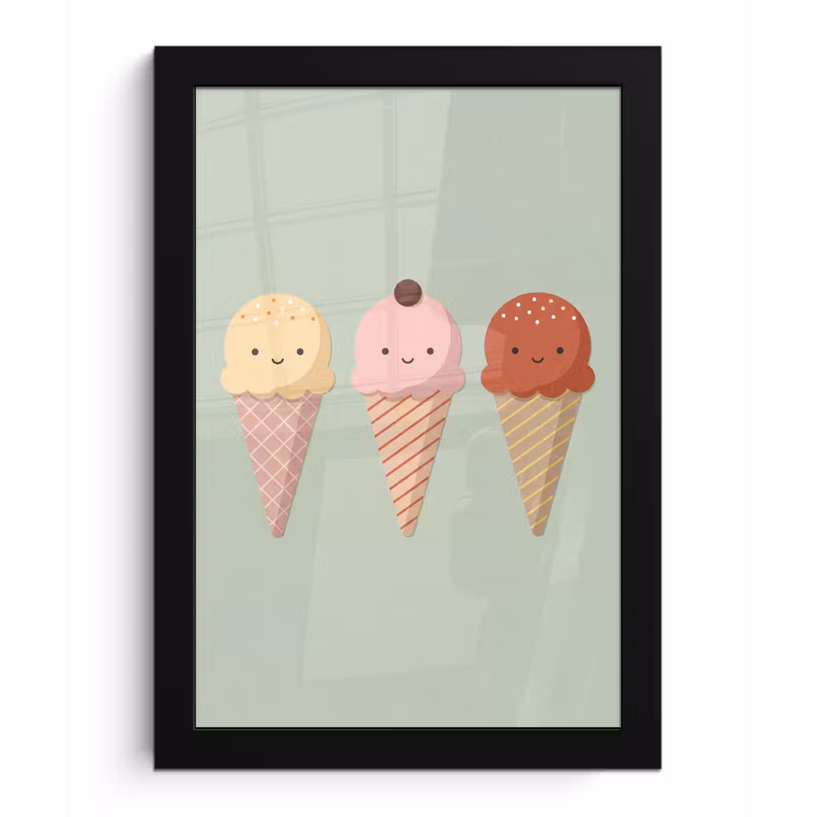 Poster met lijst - IJs - Hoorntjes - Eten - Illustratie - Vrolijk — 1
