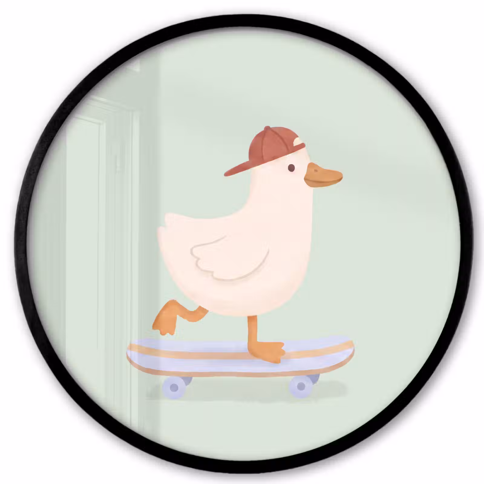 Ronde fotolijst - Vogel - Skateboard - Dieren - Cartoon - Speels — 1