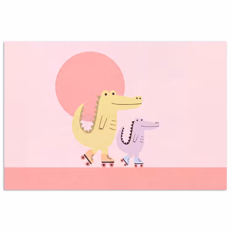 Poster - Dieren - Skaten - Illustratie - Speels - Roze — 1