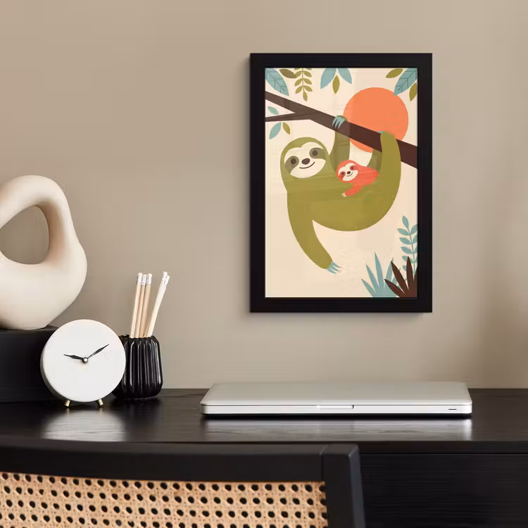 Poster met lijst - Dieren - Moeder - Baby - Natuur - Groen — 3