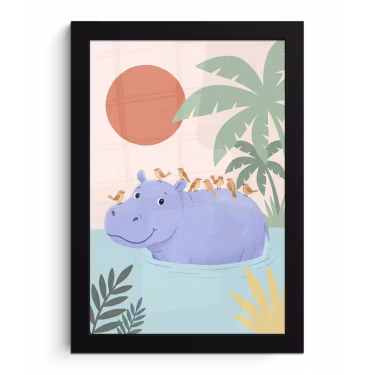Poster met lijst - Dieren - Vogel - Water - Natuur - Illustratie — 1