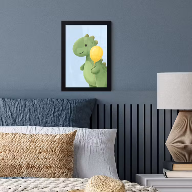 Poster met lijst - Dinosaurus - Ballon - Kinderkamer - Illustratie - Groen — 4