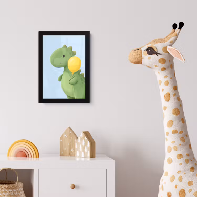 Poster met lijst - Dinosaurus - Ballon - Kinderkamer - Illustratie - Groen — 5