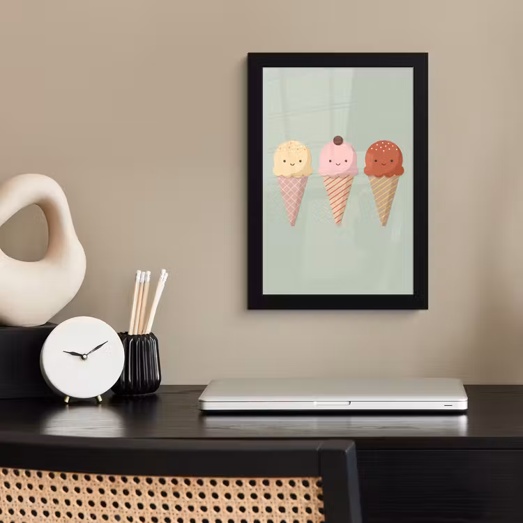 Poster met lijst - IJs - Hoorntjes - Eten - Illustratie - Vrolijk — 3