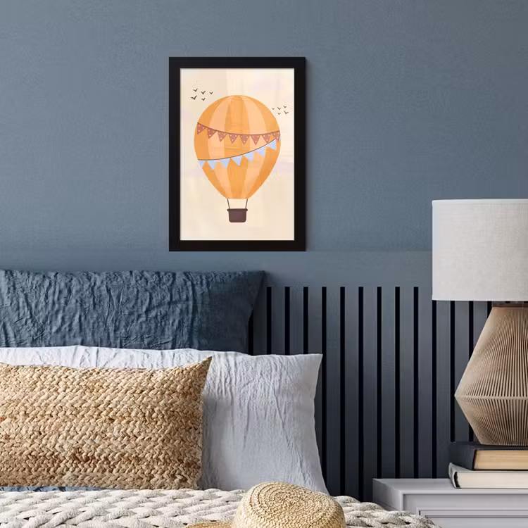 Poster met lijst - Luchtballon - Slingers - Avontuur - Illustratie - Oranje — 4
