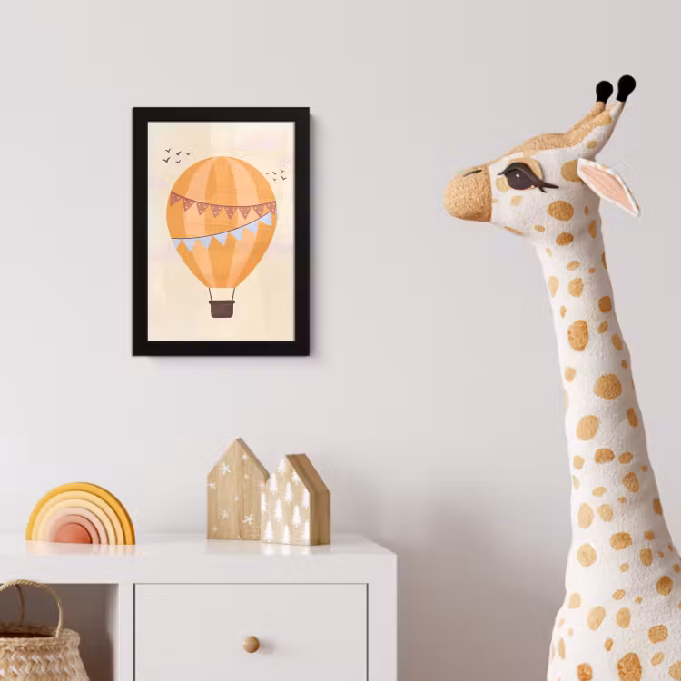 Poster met lijst - Luchtballon - Slingers - Avontuur - Illustratie - Oranje — 5