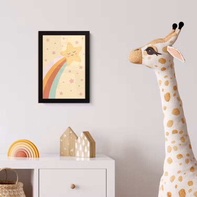 Poster met lijst - Ster - Regenboog - Nacht - Illustratie - Pastel — 5