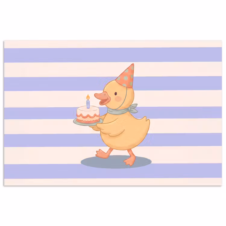Poster - Vogel - Feest - Taart - Kinder - Illustratie — 1