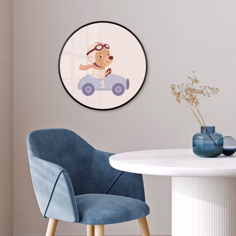 Ronde fotolijst - Beer - Auto - Kinderkamer - Cartoon - Speels — 4