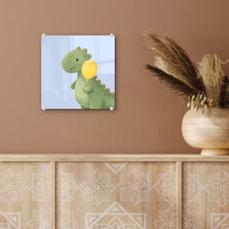 Glas schilderij - Dinosaurus - Ballon - Kinderkamer - Illustratie - Groen — 6