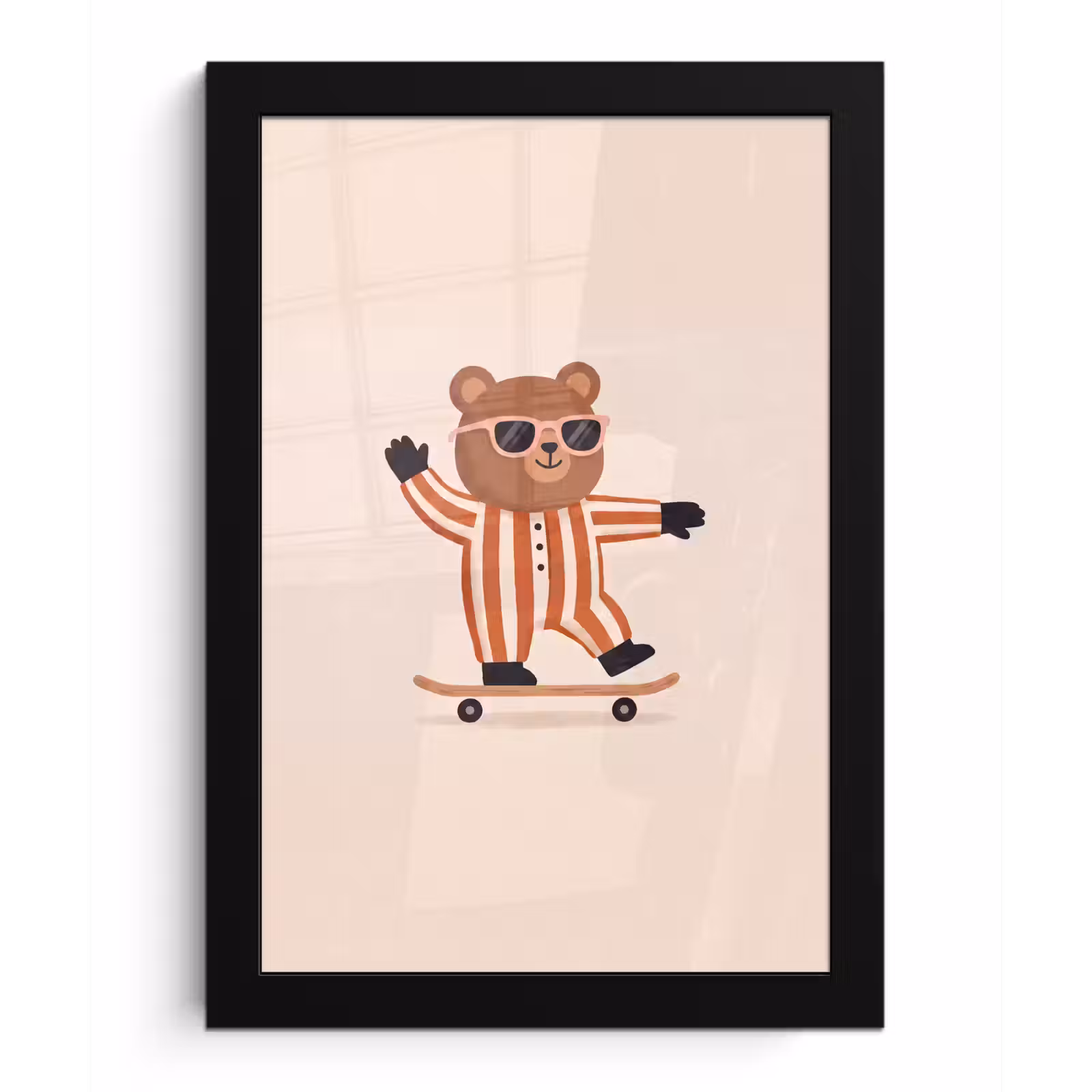 Poster met lijst - Dieren - Skateboard - Spel - Cartoon - Roze — 1