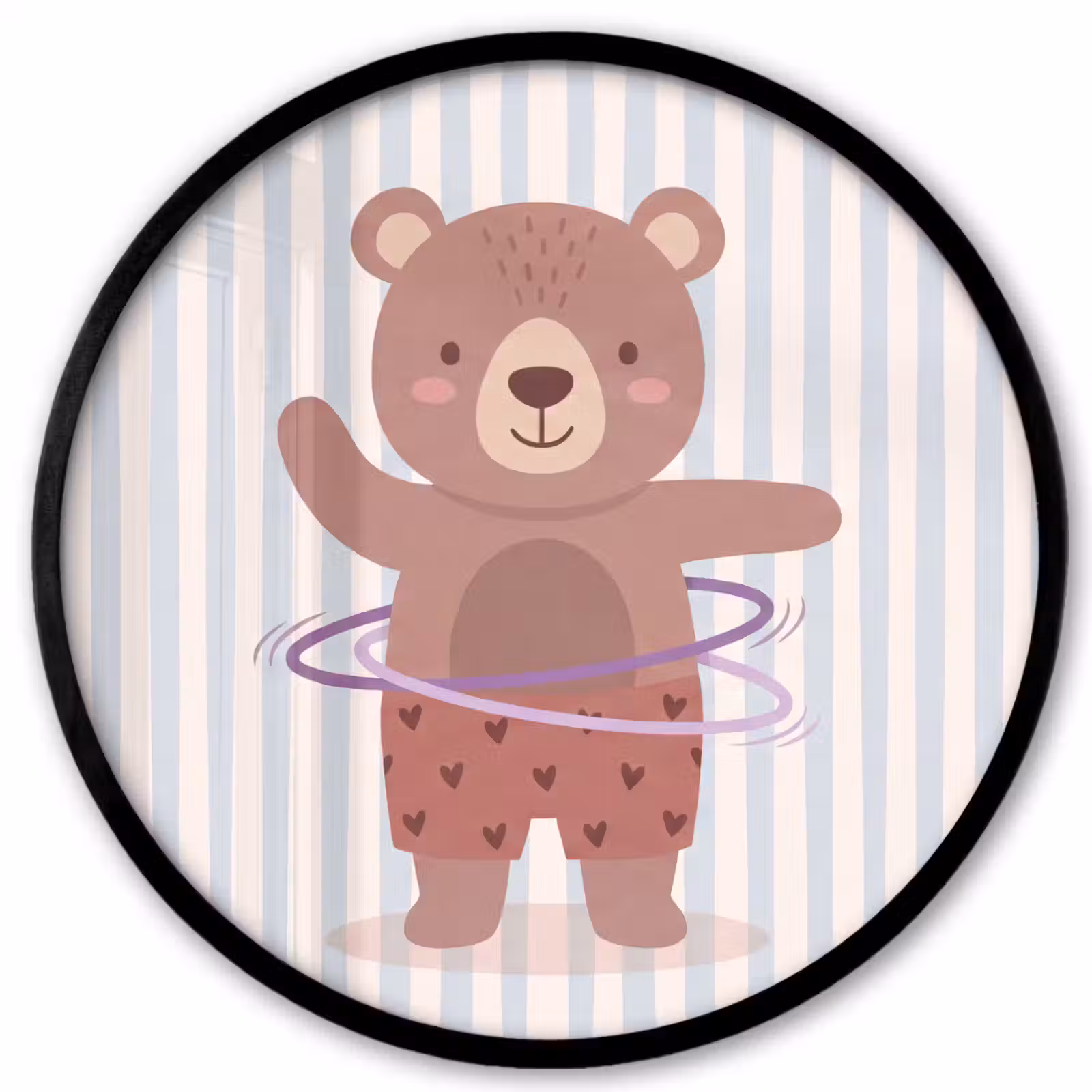 Ronde fotolijst - Beer - Hoepel - Kinderkamer - Illustratie - Bruin — 1