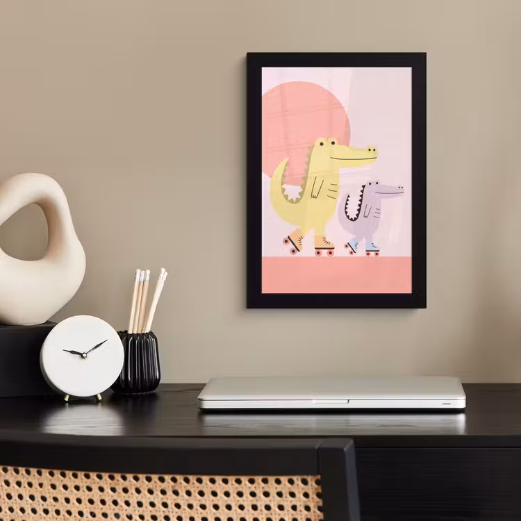 Poster met lijst - Dieren - Skaten - Illustratie - Speels - Roze — 3