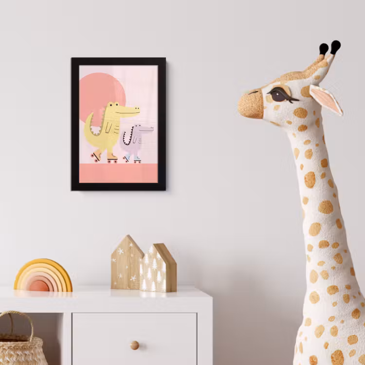 Poster met lijst - Dieren - Skaten - Illustratie - Speels - Roze — 5