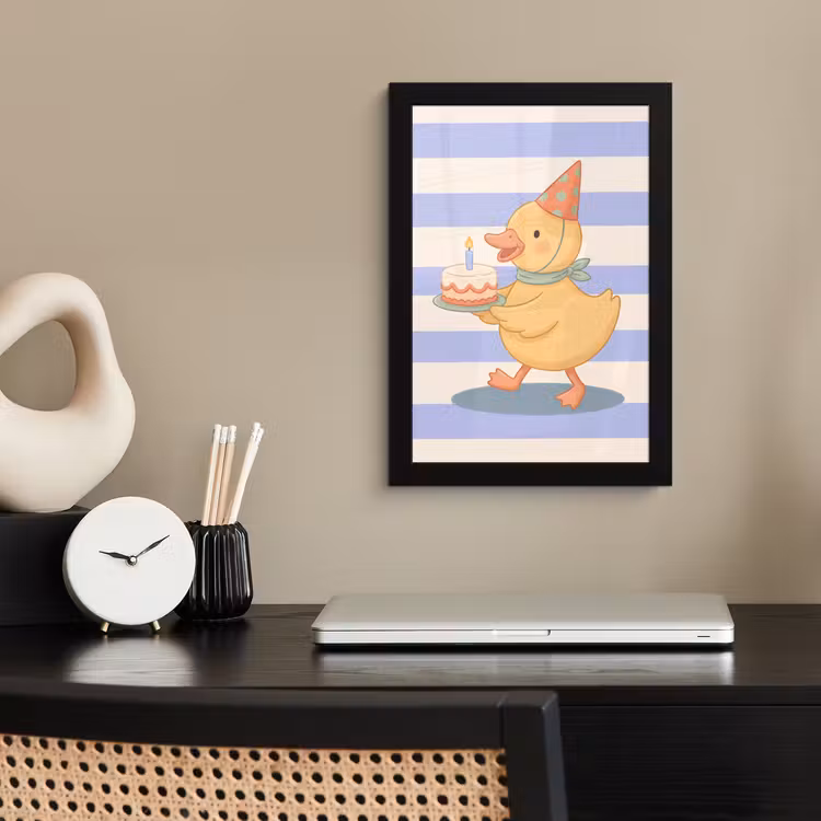 Poster met lijst - Vogel - Feest - Taart - Kinder - Illustratie — 3
