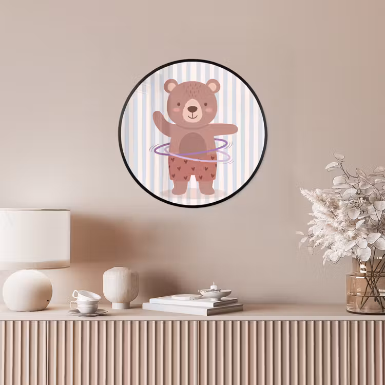 Ronde fotolijst - Beer - Hoepel - Kinderkamer - Illustratie - Bruin — 5
