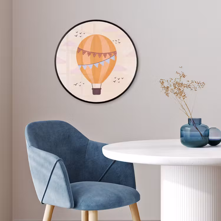 Ronde fotolijst - Luchtballon - Slingers - Avontuur - Illustratie - Oranje — 4