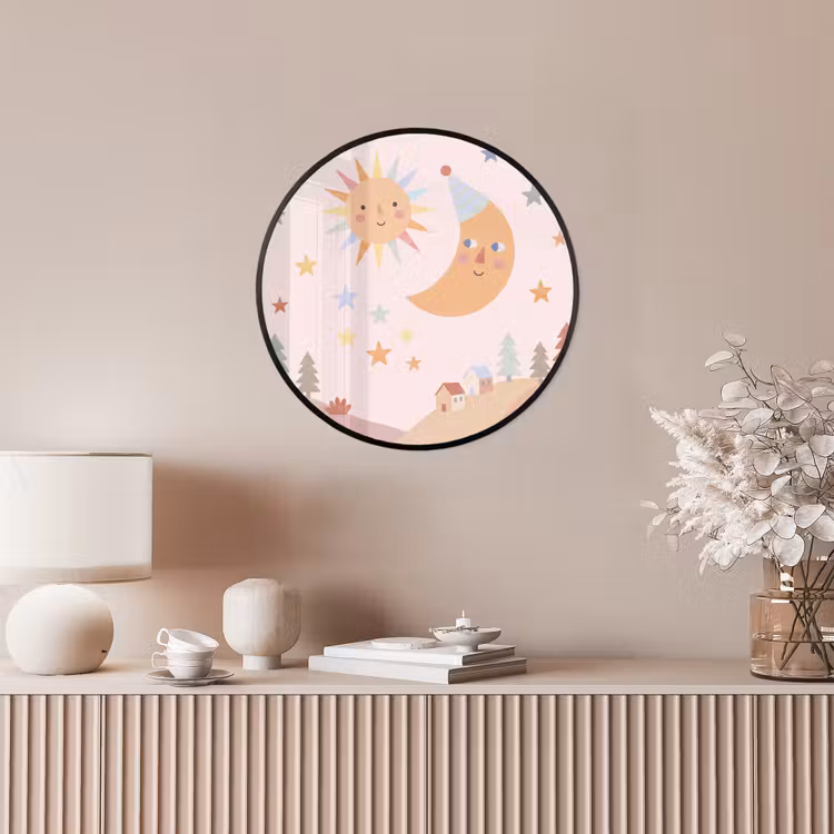 Ronde fotolijst - Zon - Maan - Sterren - Kinderkamer - Pastel — 5
