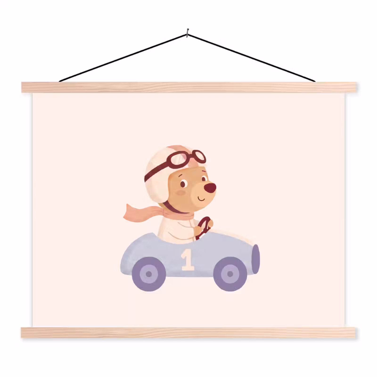 Schoolplaat - Beer - Auto - Kinderkamer - Cartoon - Speels — 1