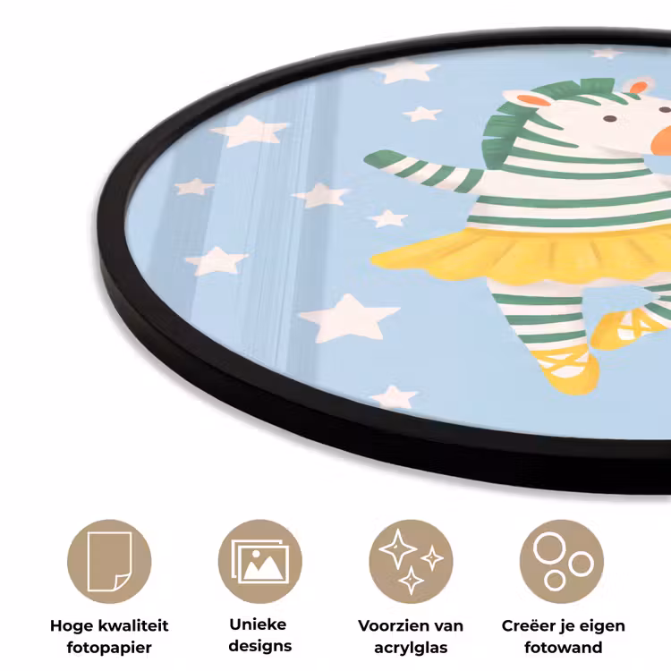 Ronde fotolijst - Dieren - Dans - Illustratie - Kinderkamer - Sterren — 2