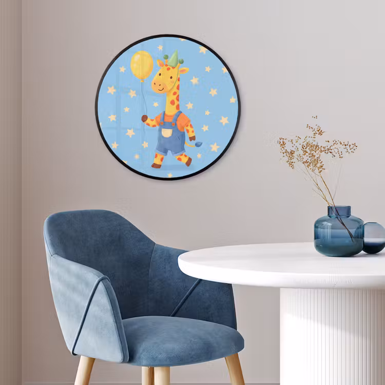 Ronde fotolijst - Dieren - Giraffe - Ballon - Feest - Kinderkamer — 4