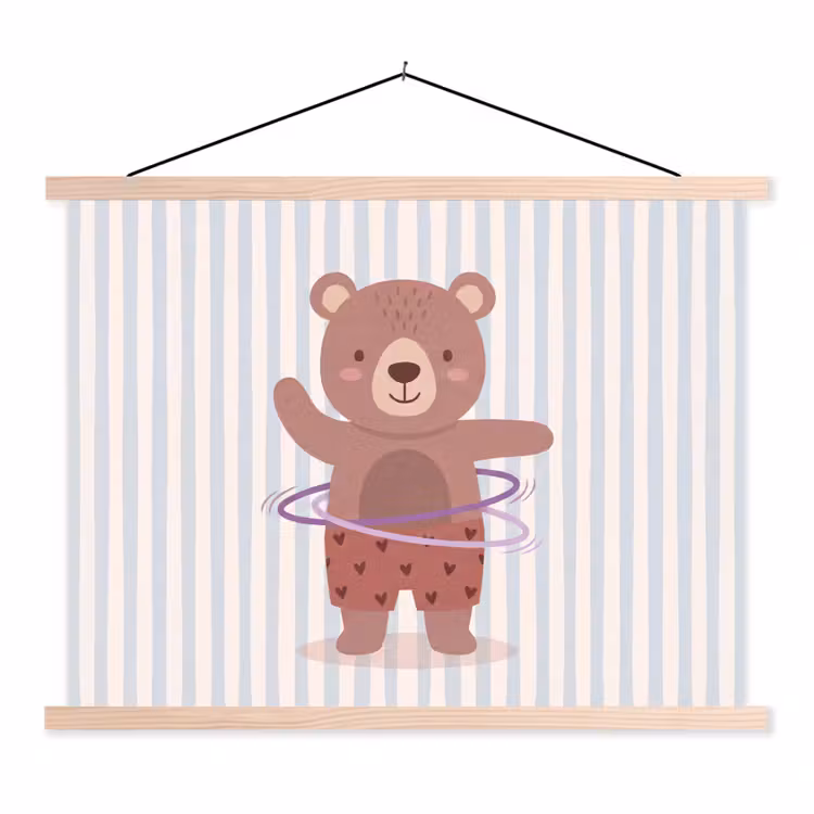 Schoolplaat - Beer - Hoepel - Kinderkamer - Illustratie - Bruin — 1