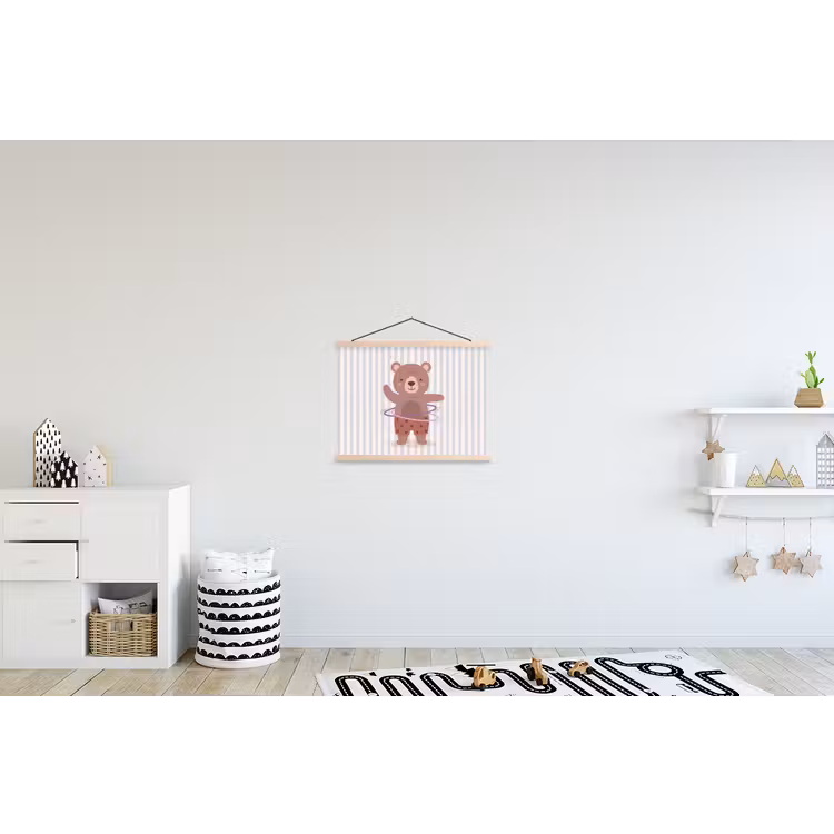 Schoolplaat - Beer - Hoepel - Kinderkamer - Illustratie - Bruin — 3