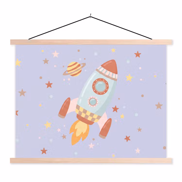 Schoolplaat - Raket - Ruimte - Planeet - Illustratie — 1
