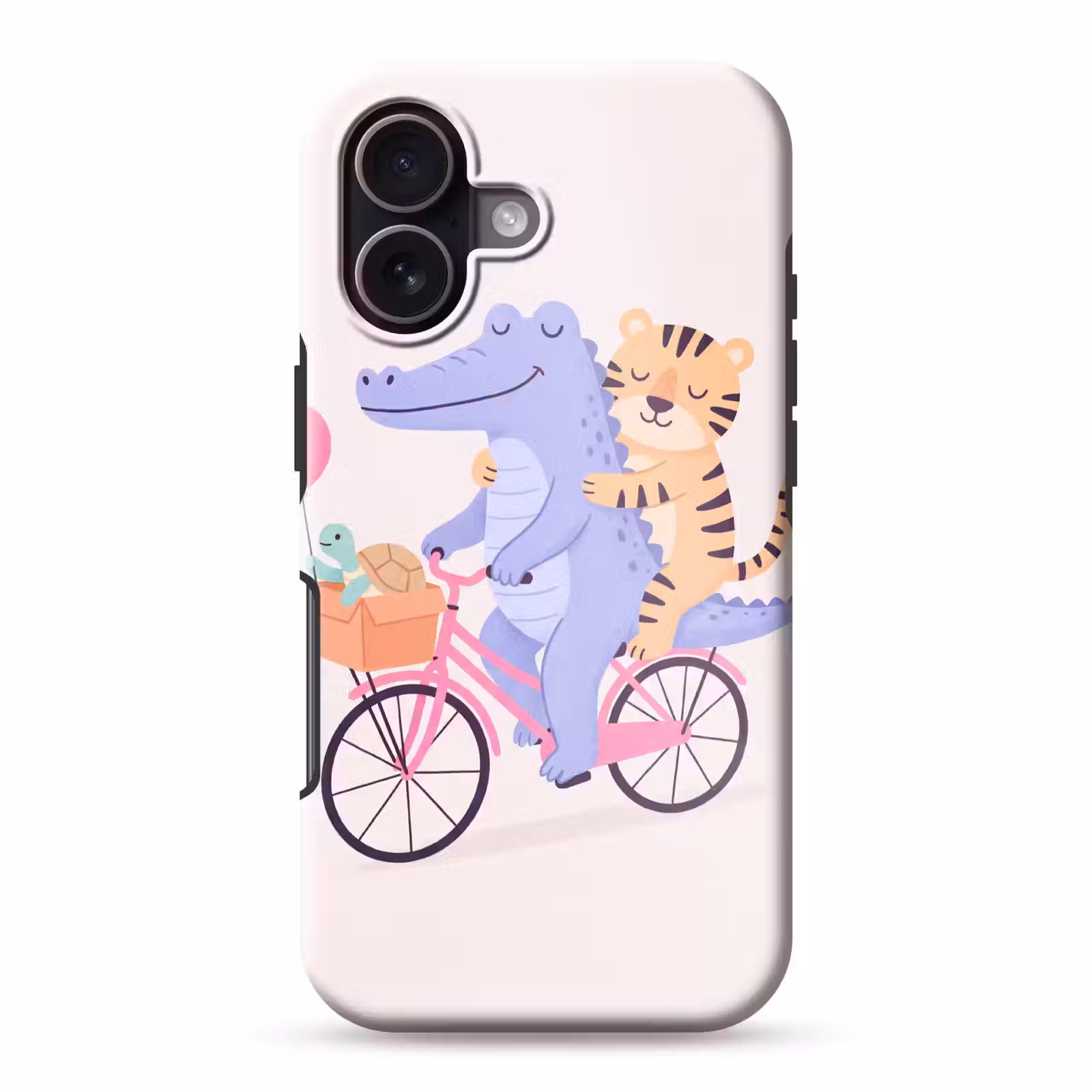 Telefoonhoesje Toughcase - Dieren - Fiets - Vriendschap - Illustratie - Roze — 1