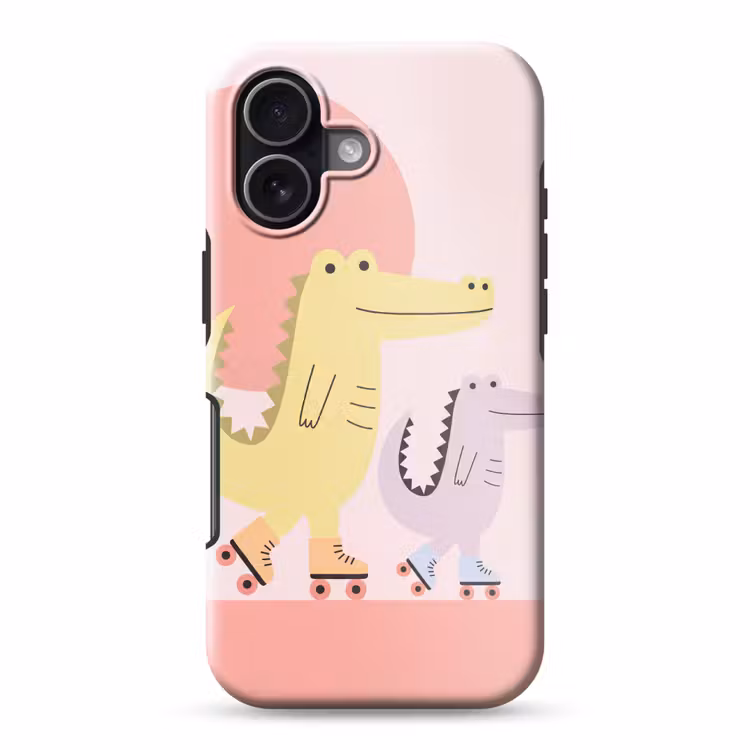 Telefoonhoesje Toughcase - Dieren - Skaten - Illustratie - Speels - Roze — 1