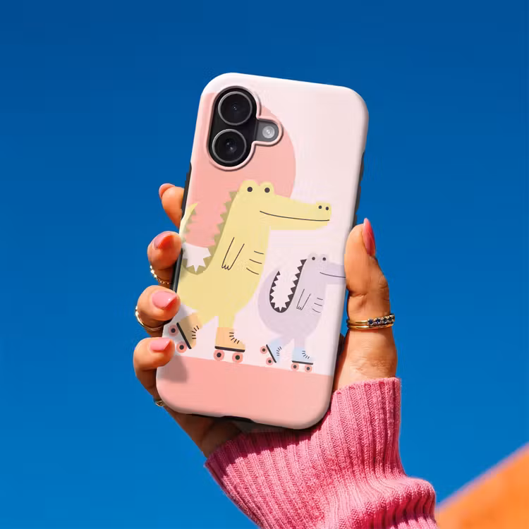 Telefoonhoesje Toughcase - Dieren - Skaten - Illustratie - Speels - Roze — 2