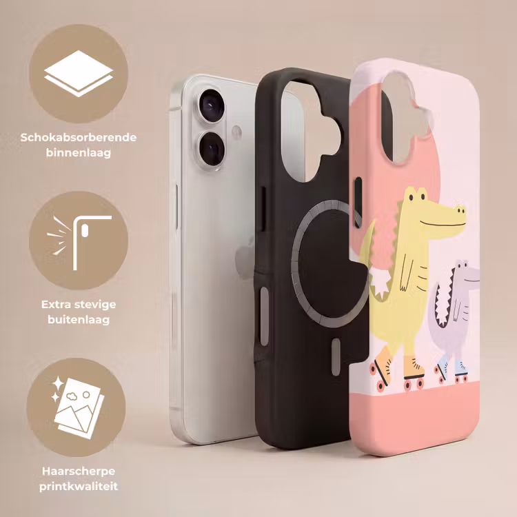 Telefoonhoesje Toughcase - Dieren - Skaten - Illustratie - Speels - Roze — 3